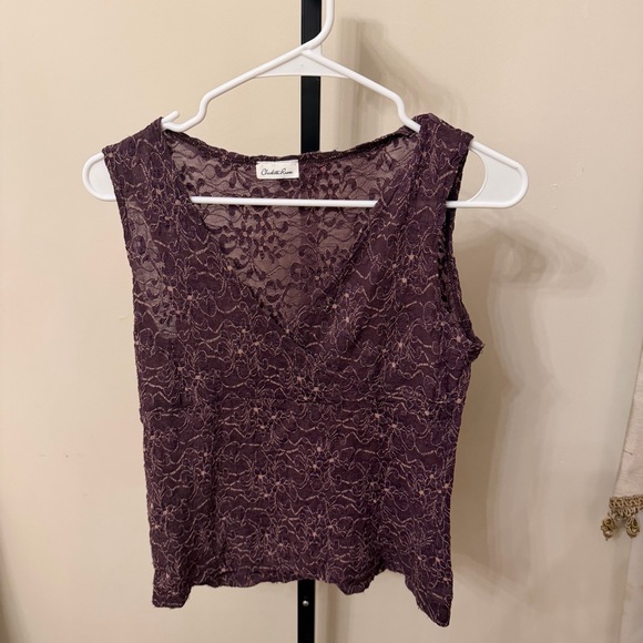 Charlotte Russe Tops - Charlotte Russe Deep Purple Lace V-Neck Blouse